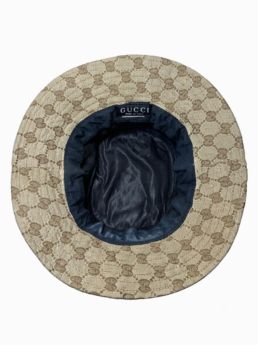 Gucci GG pre-owned Cotton Canvas Bucket Hat with Web Stripe Unisex