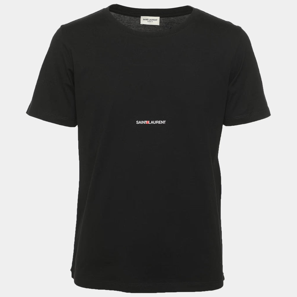 Saint Laurent Paris Black Cotton Logo T-Shirt S