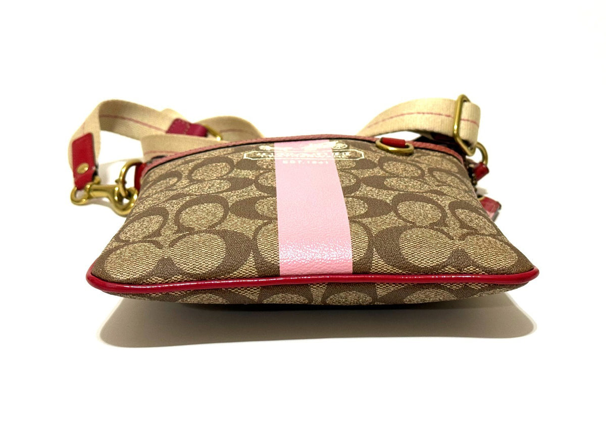 Coach pre-owned  Heritage Signature Canvas Striped Crossbody Women’s Bag Pre Owned