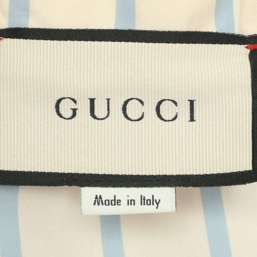 Gucci Light Beige Blue Stripe Poplin Short Sleeve Shirt XXL