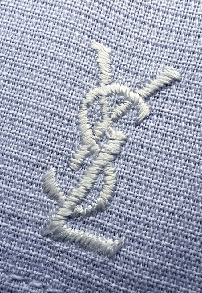 Yves Saint Laurent Embroidered YSL Logo Long-Sleeve Shirt - Periwinkle / Light Lavender Pre-Owned