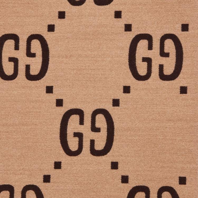 Gucci Beige/Brown GG Jacquard Wool Freedom Scarf