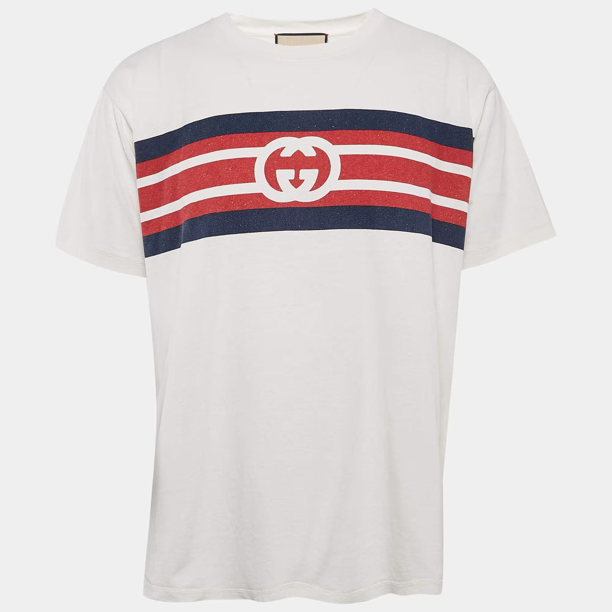 Gucci White Logo Print Jersey Crew Neck T-Shirt S
