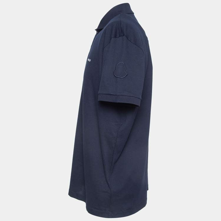 Moncler Navy Blue Embroidered Cotton Short Sleeve Polo T-Shirt XXL