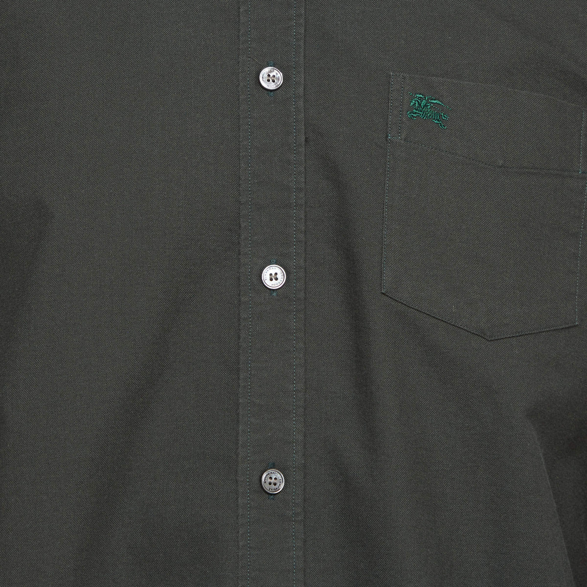 Burberry Green Logo Embroidered Cotton Button Down Shirt XL
