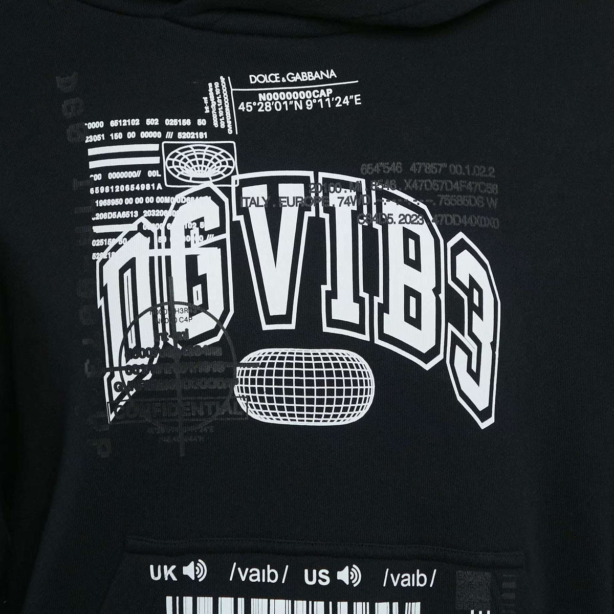 Dolce & Gabbana Black DGVIBE3 Print Cotton Knit Hoodie XS
