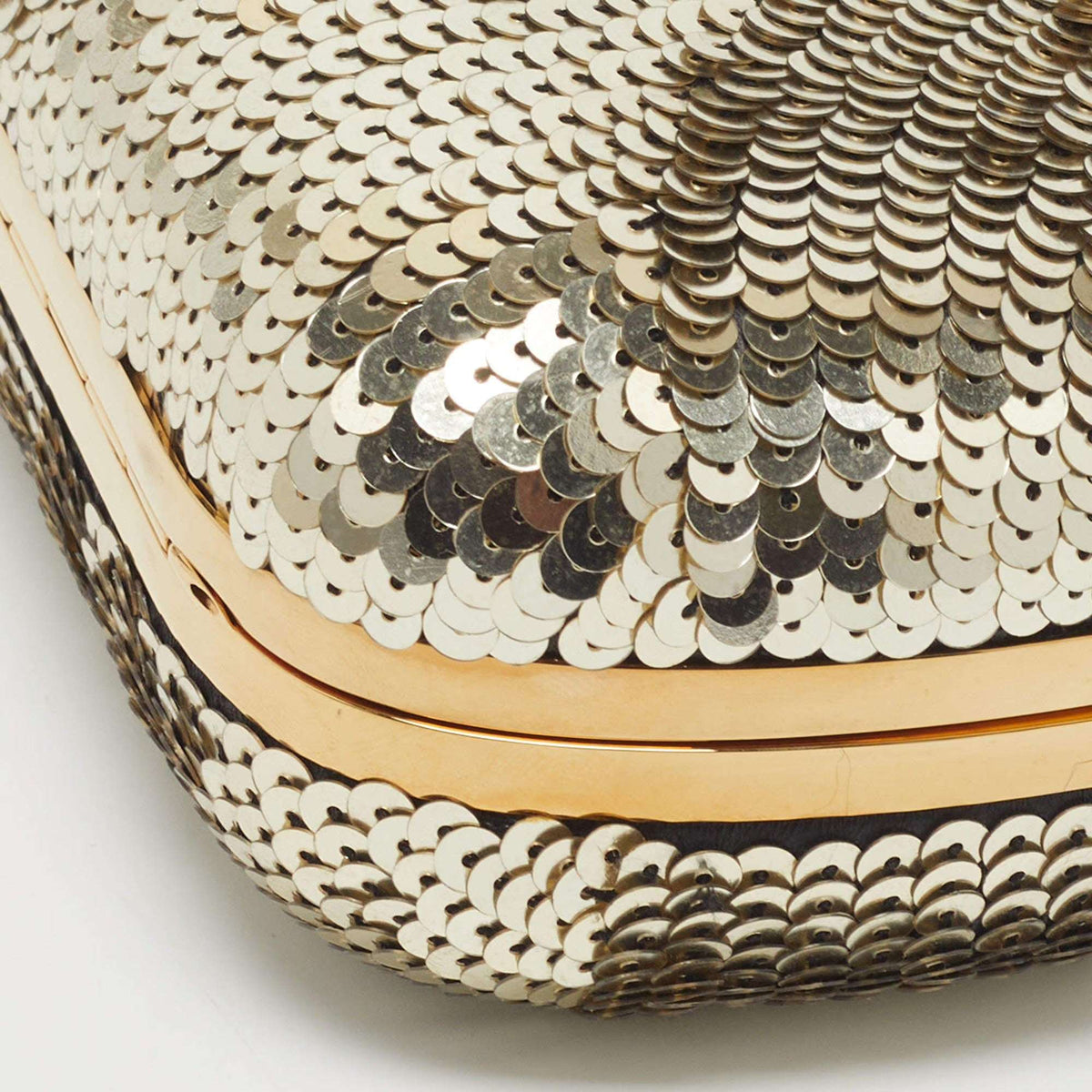 Alexander McQueen Skull Crystal Gold Sequin Box Clutch