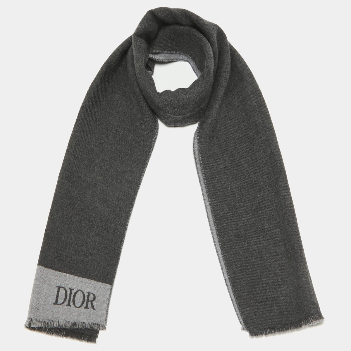Dior Homme Grey Logo Intarsia Wool Scarf