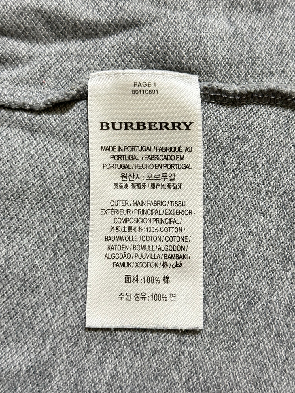 Burberry Embroidered Men's Grey Polo T-Shirt