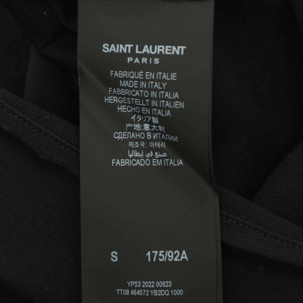 Saint Laurent Paris Black Cotton Logo T-Shirt S