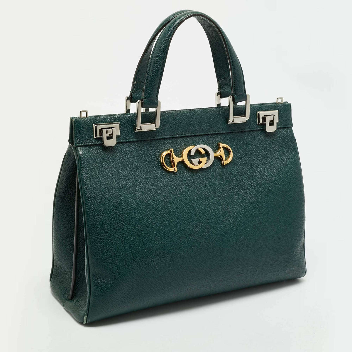 Gucci Zumi Medium Green Leather Tote