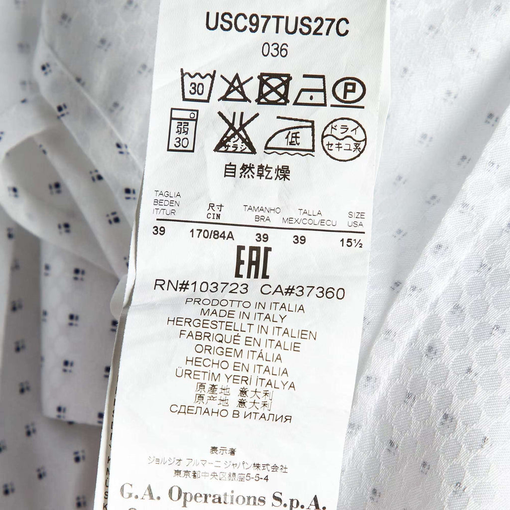 Giorgio Armani White Patterned Cotton Shirt M