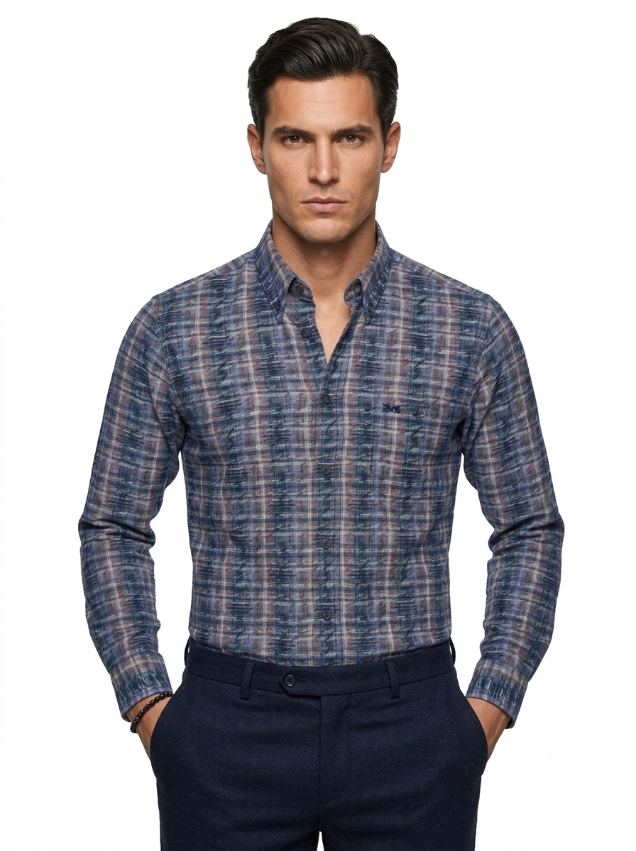 MISSONI pre-owned Men's Multi-Tone Geometric Pattern Long-Sleeve Shirt Size XL