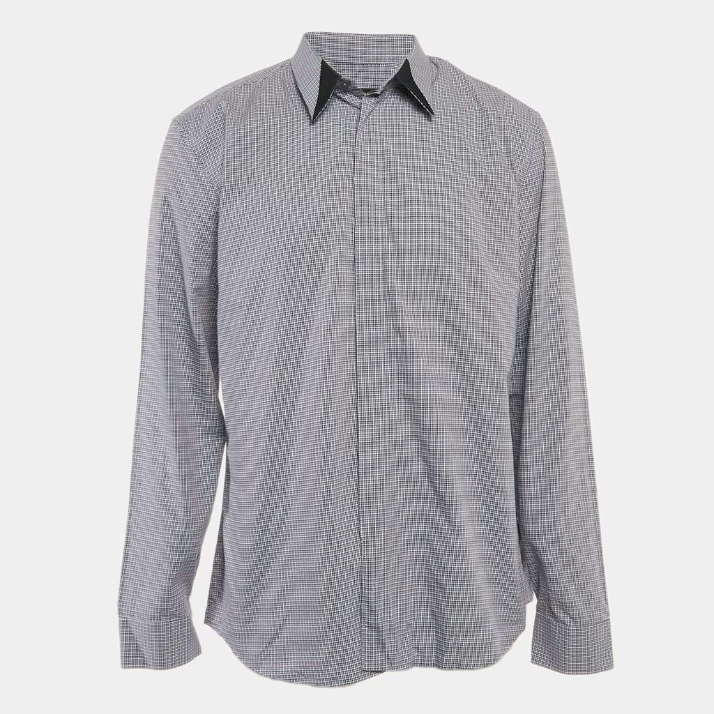Givenchy Blue/Multicolor Gingham Cotton Button Front Shirt XXXL