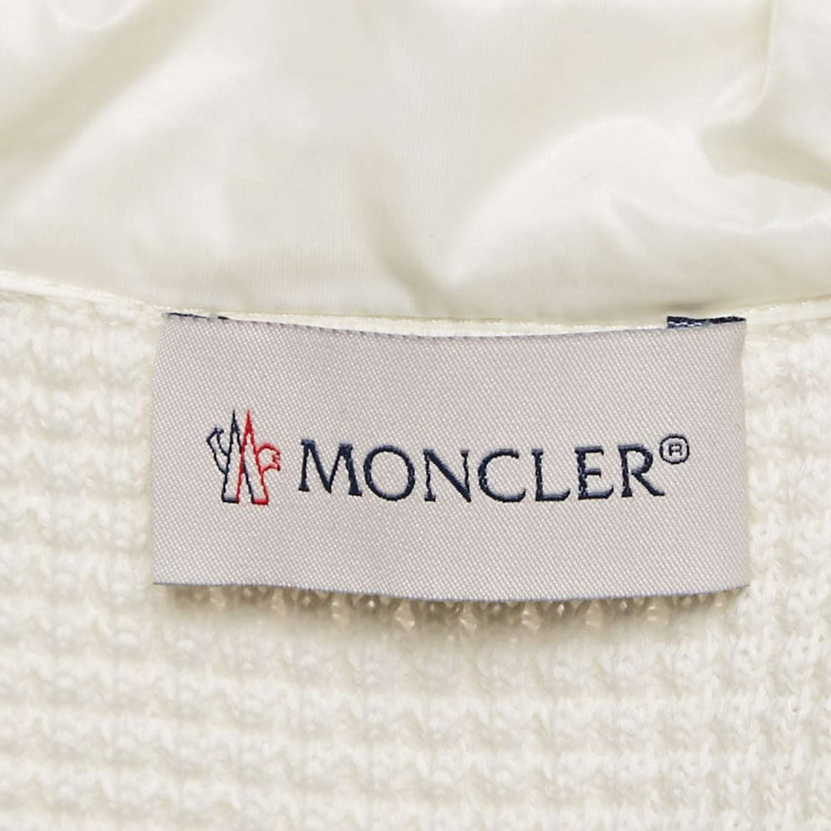 Moncler White Logo Print Cotton Knit and Quilted Nylon Down Jacket L