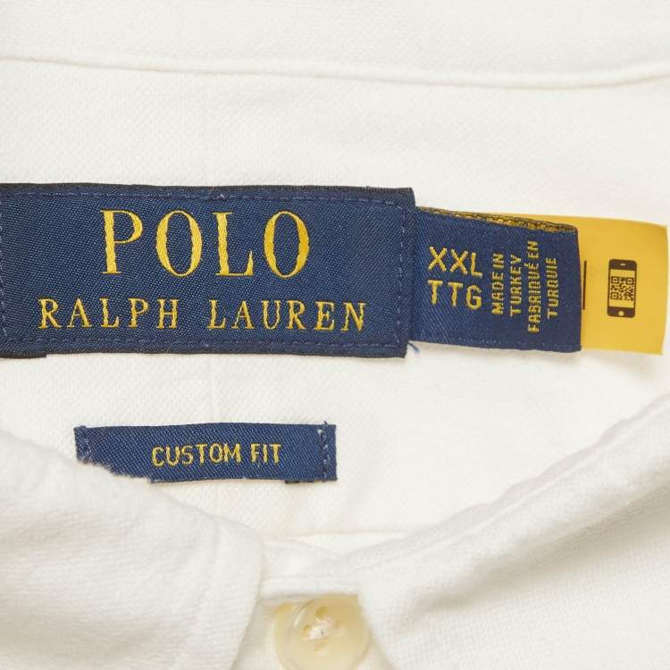 Polo Ralph Lauren White Cotton Button Down Custom Fit Oxford Shirt XXL