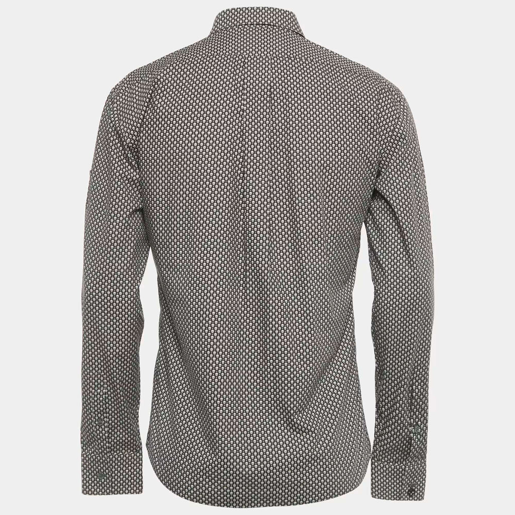 Alexander McQueen Black Skull Print Cotton Long Sleeve Shirt M
