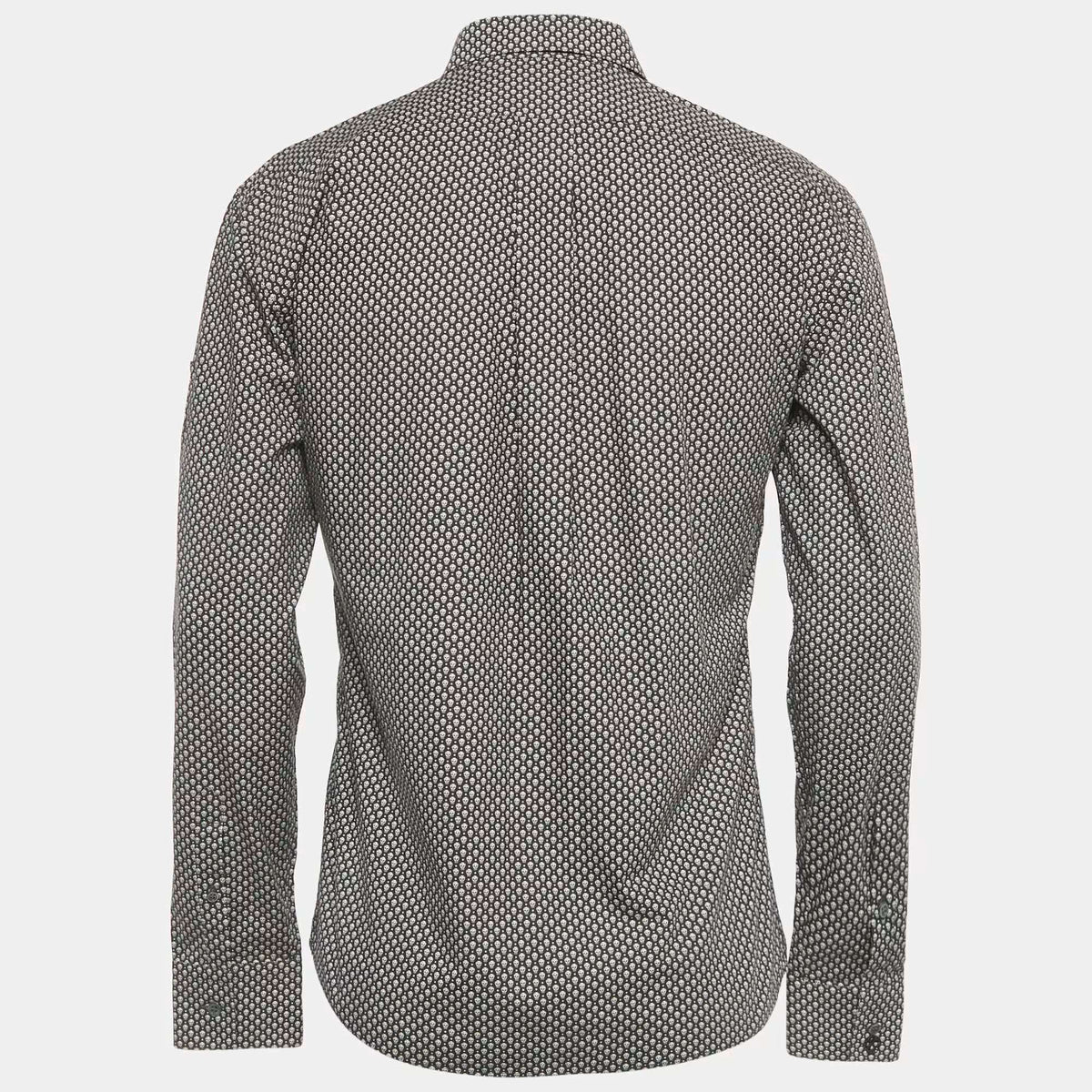 Alexander McQueen Black Skull Print Cotton Long Sleeve Shirt M
