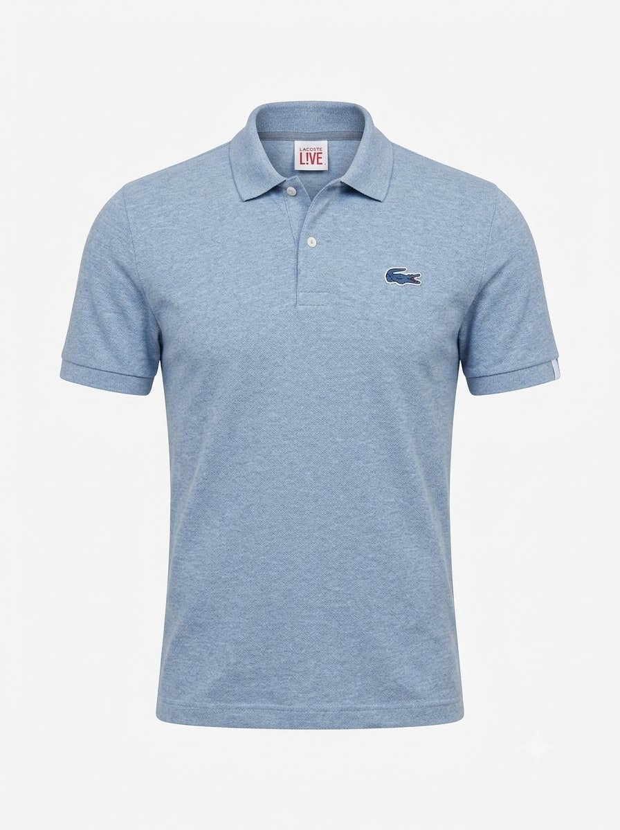 LACOSTE Heather Blue Cotton Polo Shirt Men’s Size M