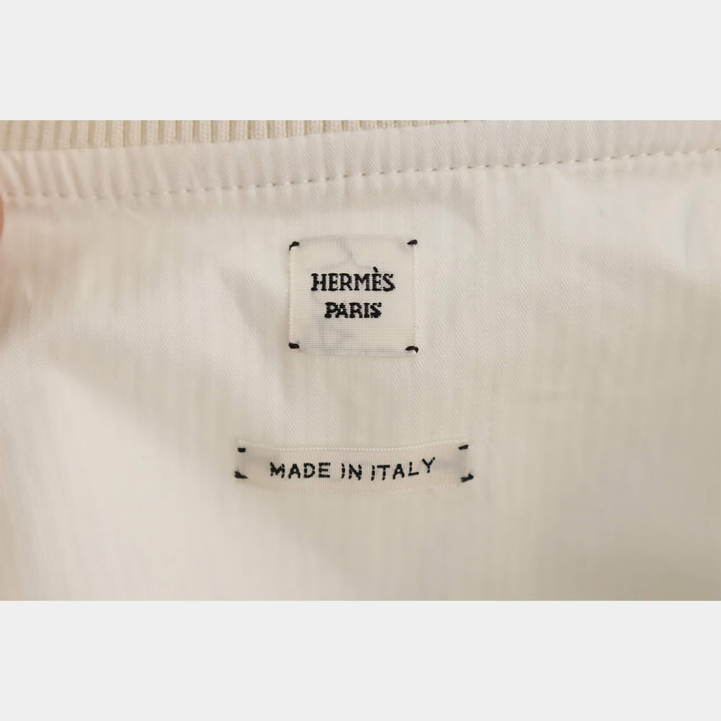 Hermes Cotton Blanc Nature Equestre Dire Zip-Up Sleeveless Dress FR 34