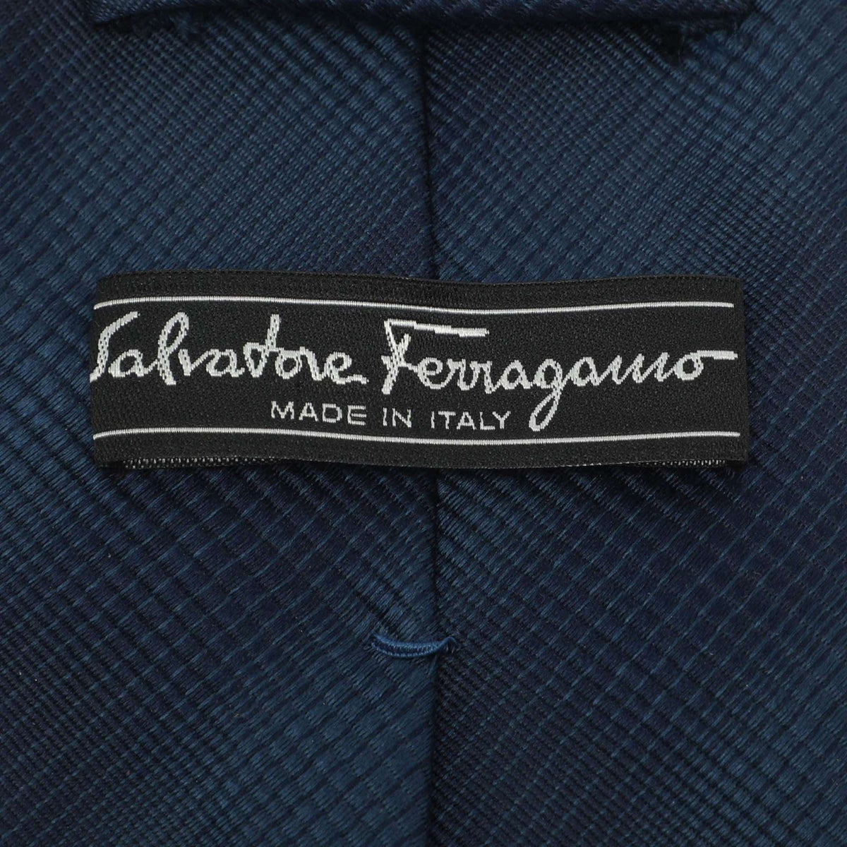 Salvatore Ferragamo Blue Check Printed Silk Neck Tie