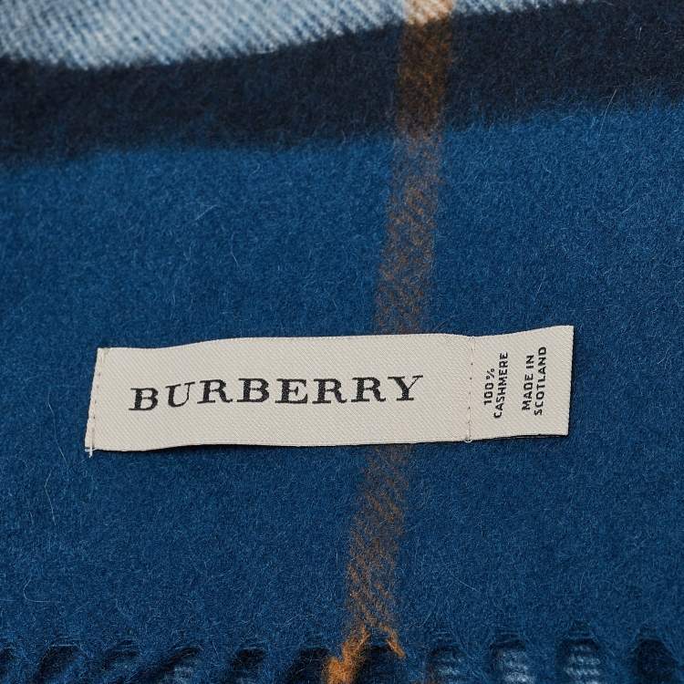 Burberry Blue Checked Cashmere Muffler