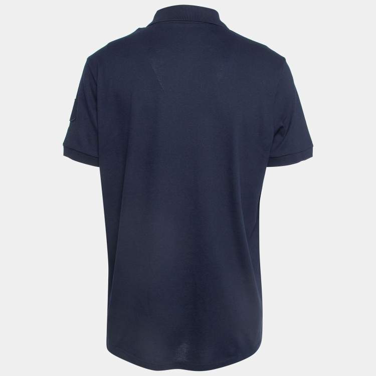 Moncler Navy Blue Embroidered Cotton Short Sleeve Polo T-Shirt XXL