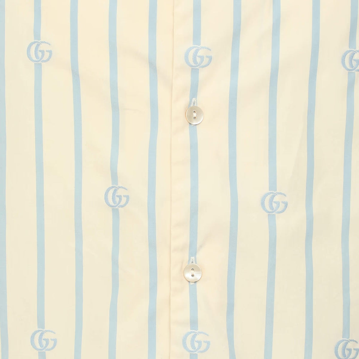 Gucci Light Beige Blue Stripe Poplin Short Sleeve Shirt XXL