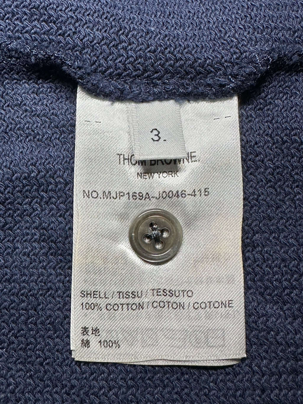 THOM BROWNE Pre Owned Navy Blue Stripes Polo Men’s Size M