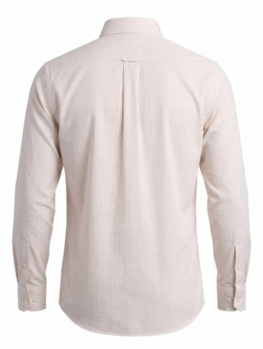 Brooks Brothers Gingham Check Button-Down Sport Shirt - Beige/White Pre-Owned