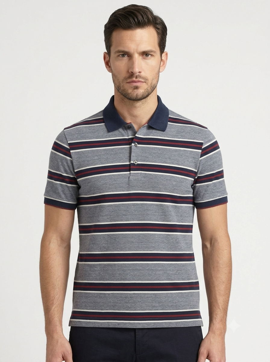 Canali Striped Cotton Polo Shirt
Men's