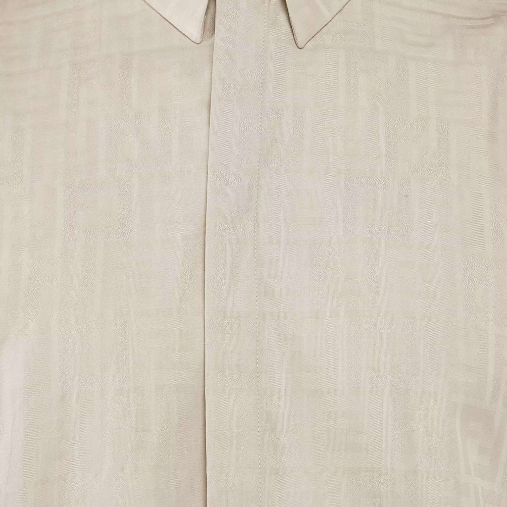 Fendi Beige Zucca Jacquard Button Front Shirt XL