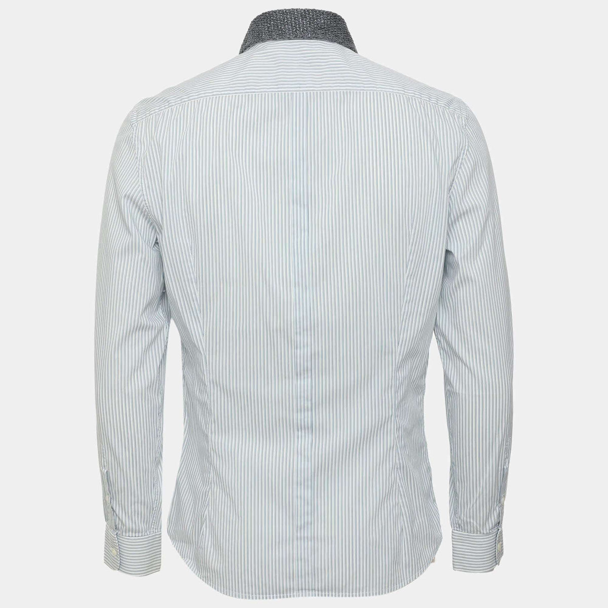Burberry Blue Pinstriped Stretch Cotton Blend Long Sleeve Tailored Shirt S