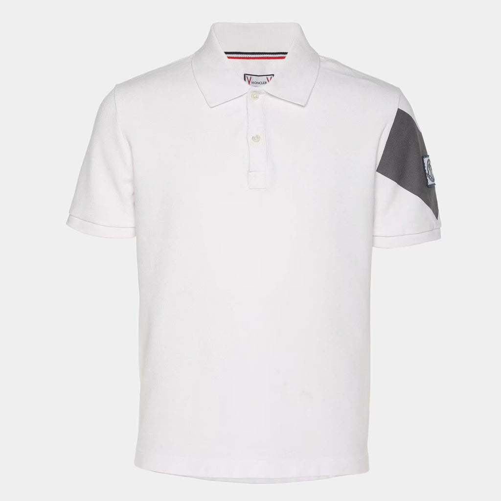 Moncler White Jersey Logo Patch Polo T-Shirt M