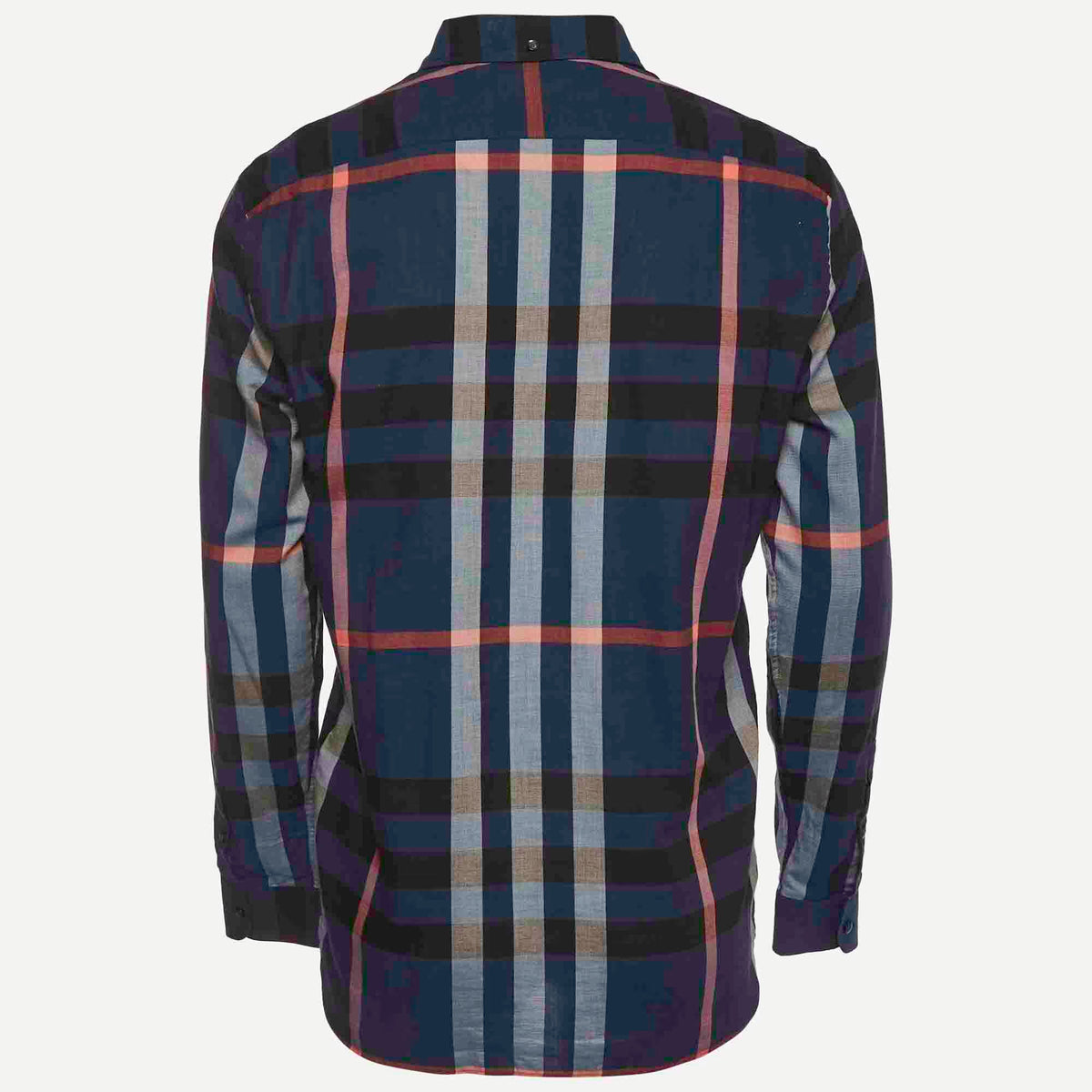 Burberry Blue Checked Cotton Button Up Shirt L