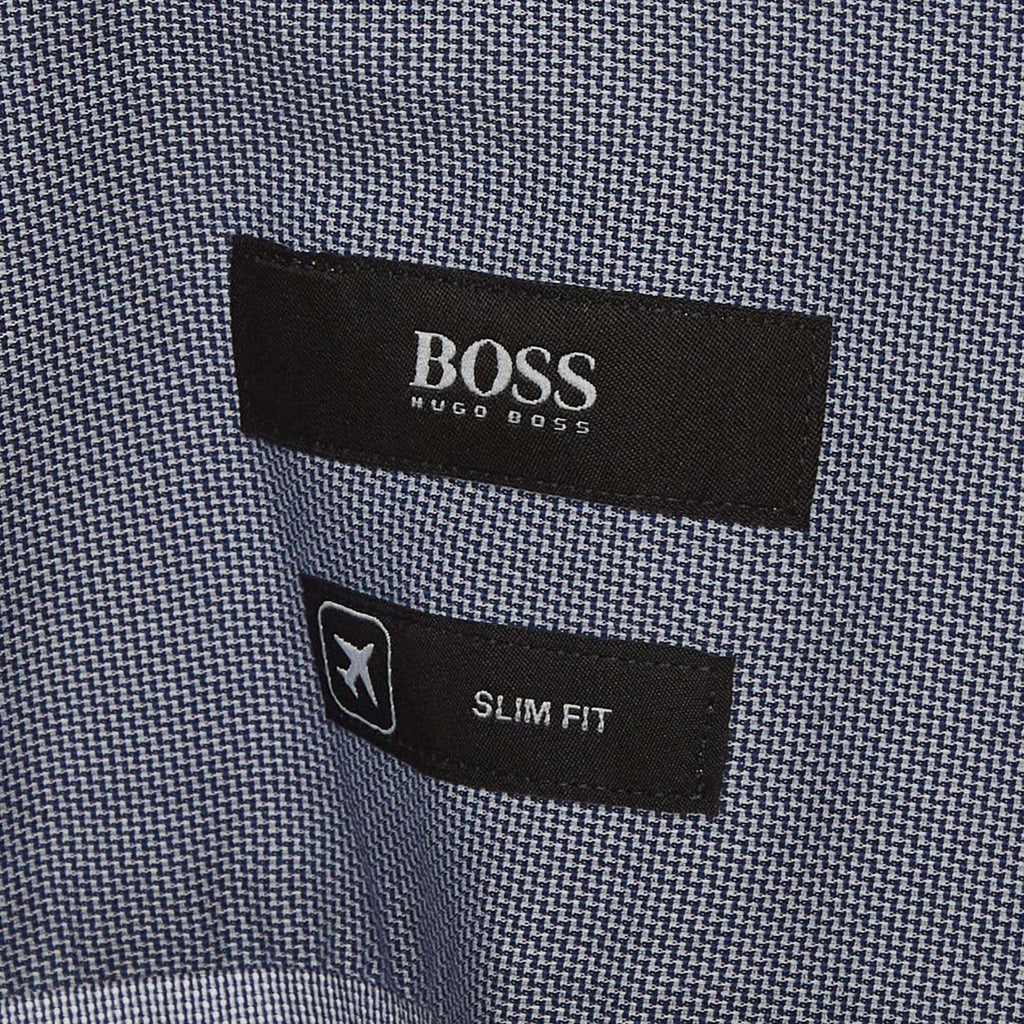 Boss By Hugo Boss Blue Textured Cotton Blend Slim Fit Isko Shirt XS