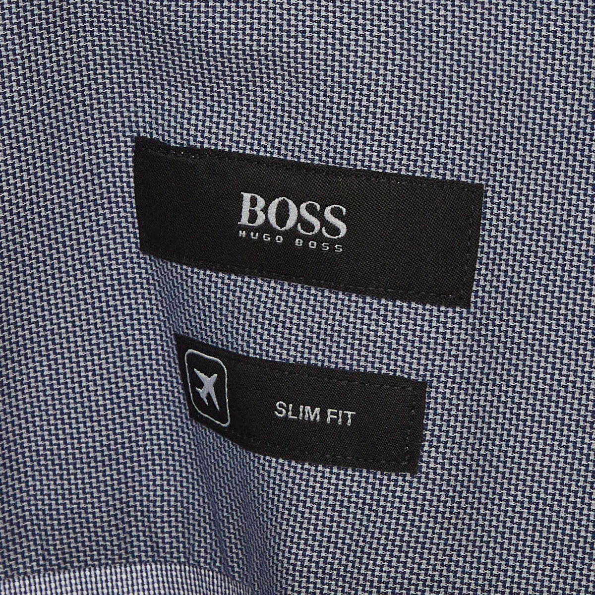 Boss By Hugo Boss Blue Textured Cotton Blend Slim Fit Isko Shirt XS