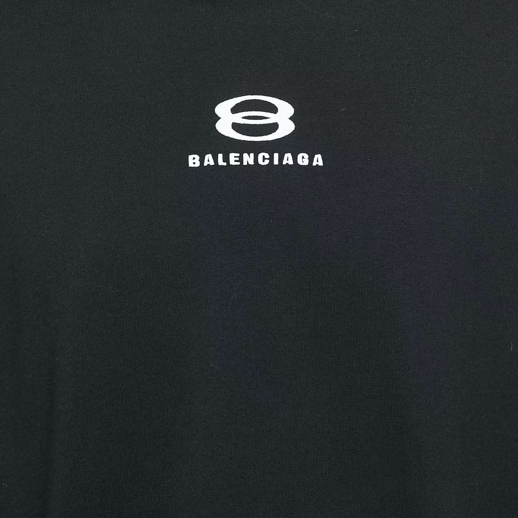 Balenciaga Black Logo Embroidery Cotton Knit Oversized Hoodie M