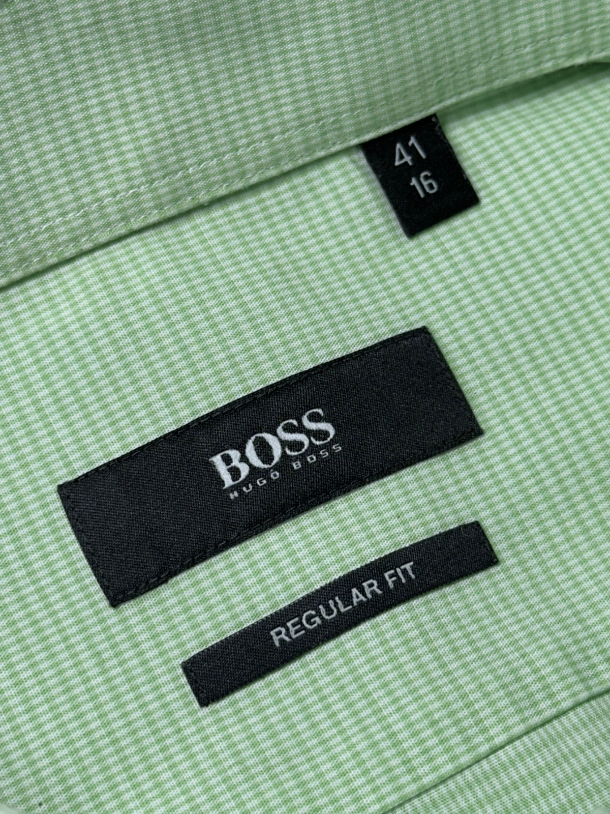 BOSS Hugo Boss Gingham Check Short-Sleeve Button-Down Shirt - Green/White Pre-Owned