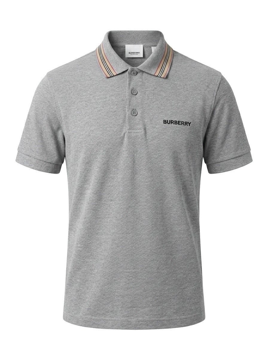 Burberry Embroidered Men's Grey Polo T-Shirt