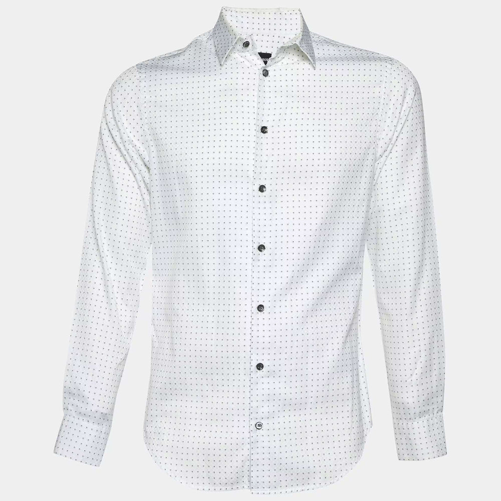 Giorgio Armani White Patterned Cotton Shirt M