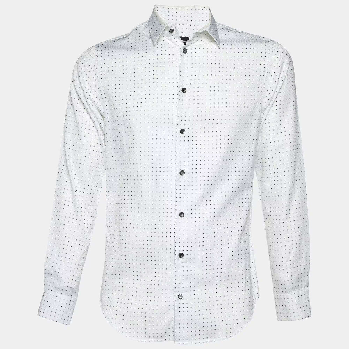 Giorgio Armani White Patterned Cotton Shirt M