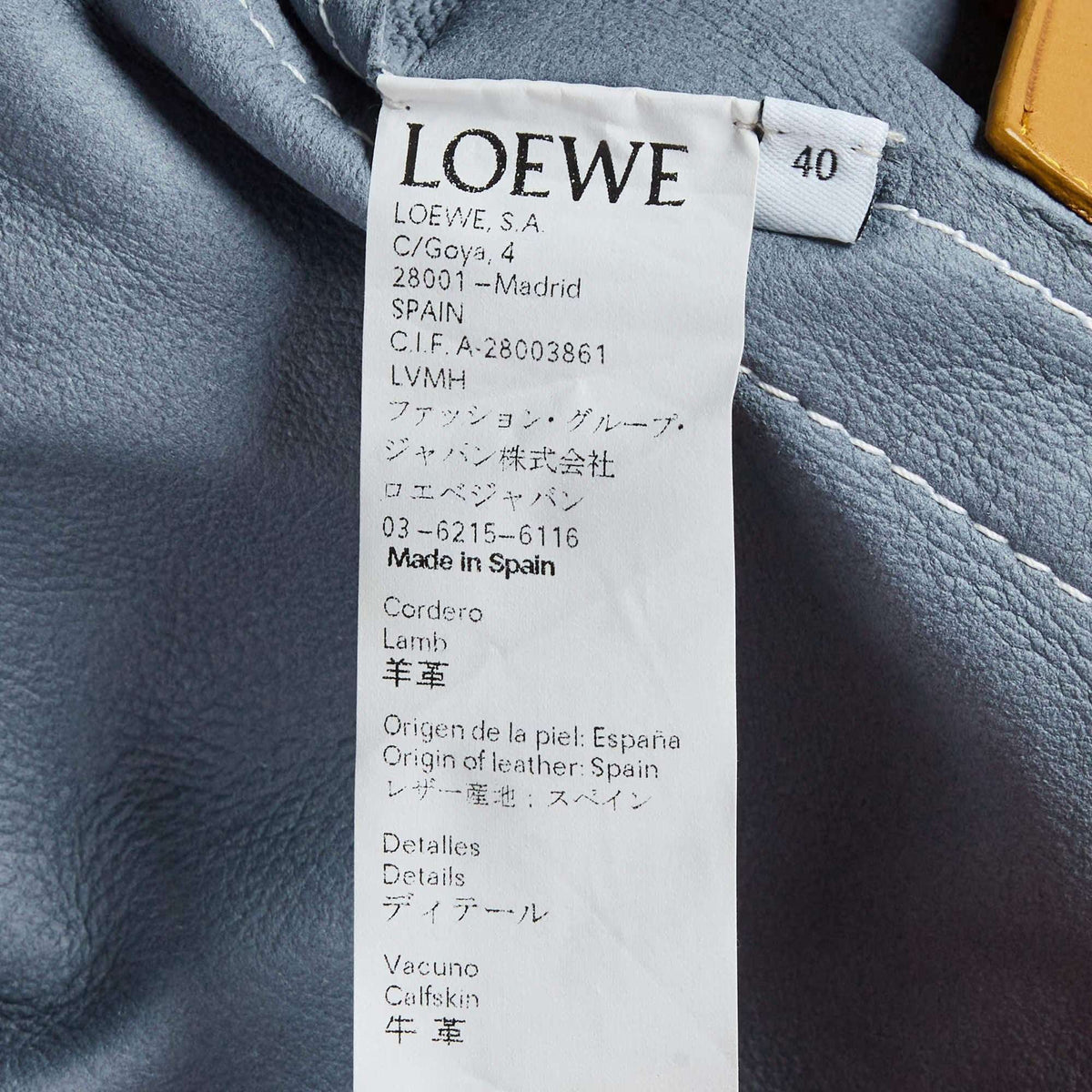 Loewe Slate Blue Leather Belted Wrap Coat M