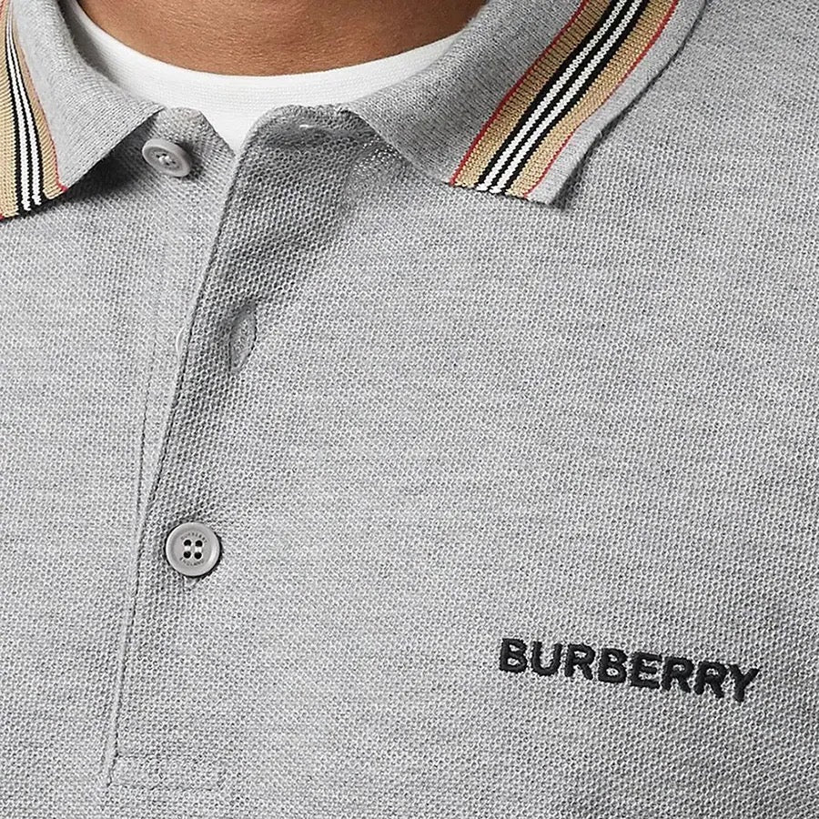 Burberry Embroidered Men's Grey Polo T-Shirt