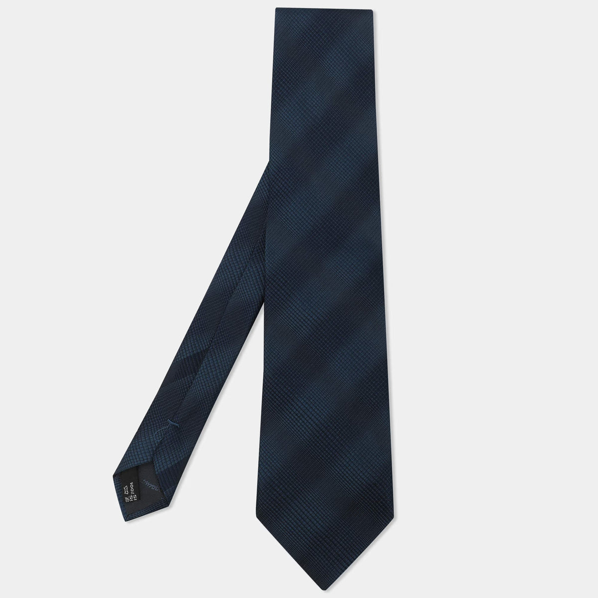 Salvatore Ferragamo Blue Check Printed Silk Neck Tie
