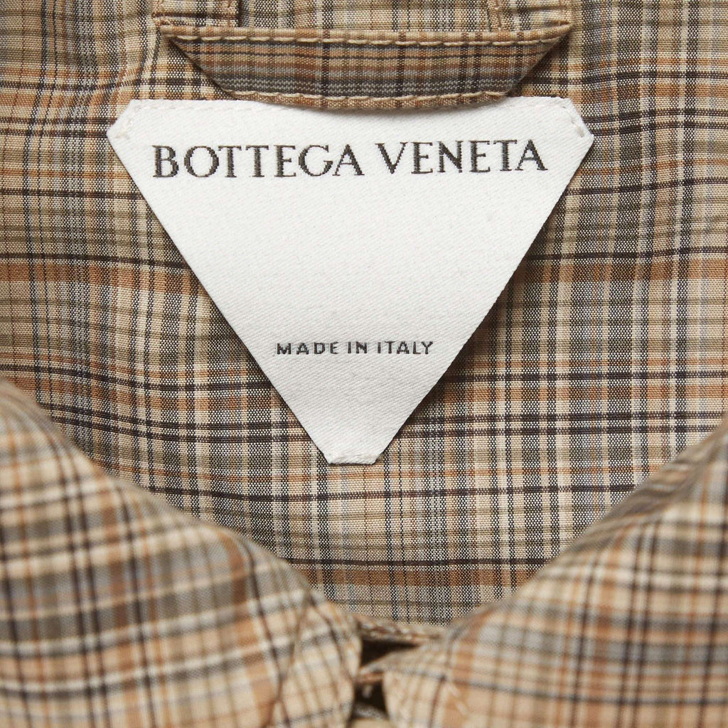Bottega Veneta Oak/Olive Check Poplin Water-Repellent Midi Coat S