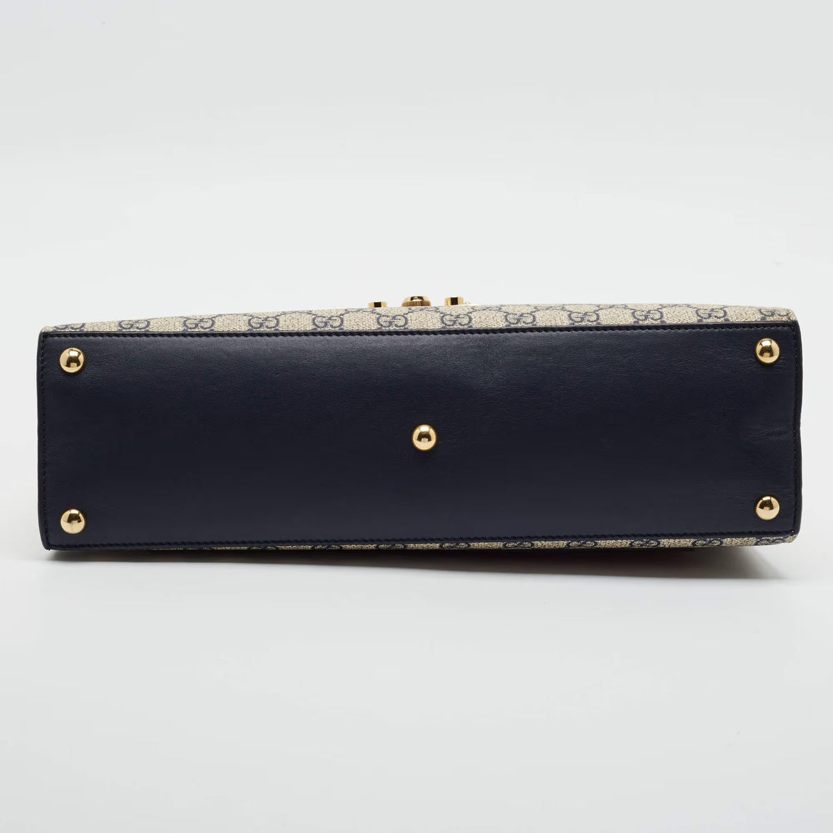 Gucci Padlock Medium Navy Blue/Red GG Supreme Canvas and Leather Top Handle Bag