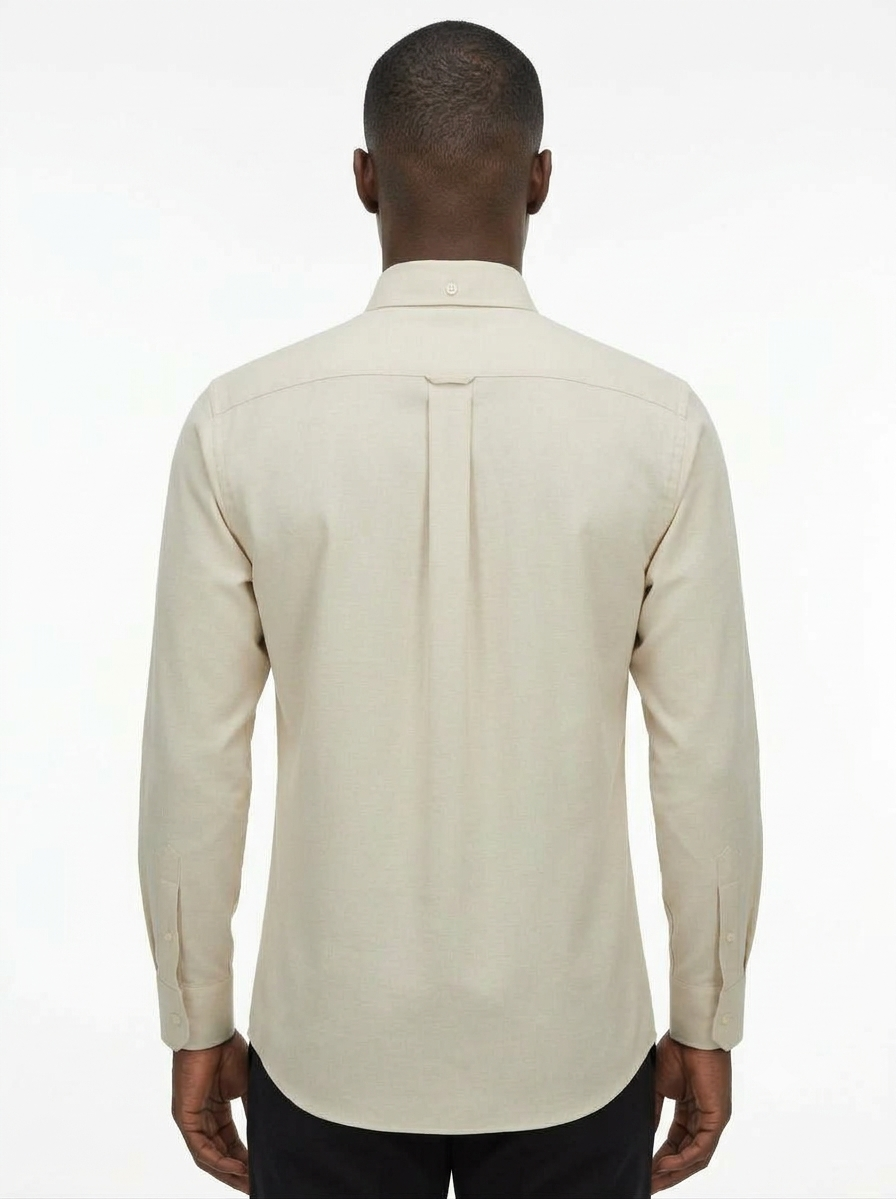 Yves Saint Laurent Embroidered YSL Logo Long-Sleeve Shirt - Cream / Beige Pre-Owned