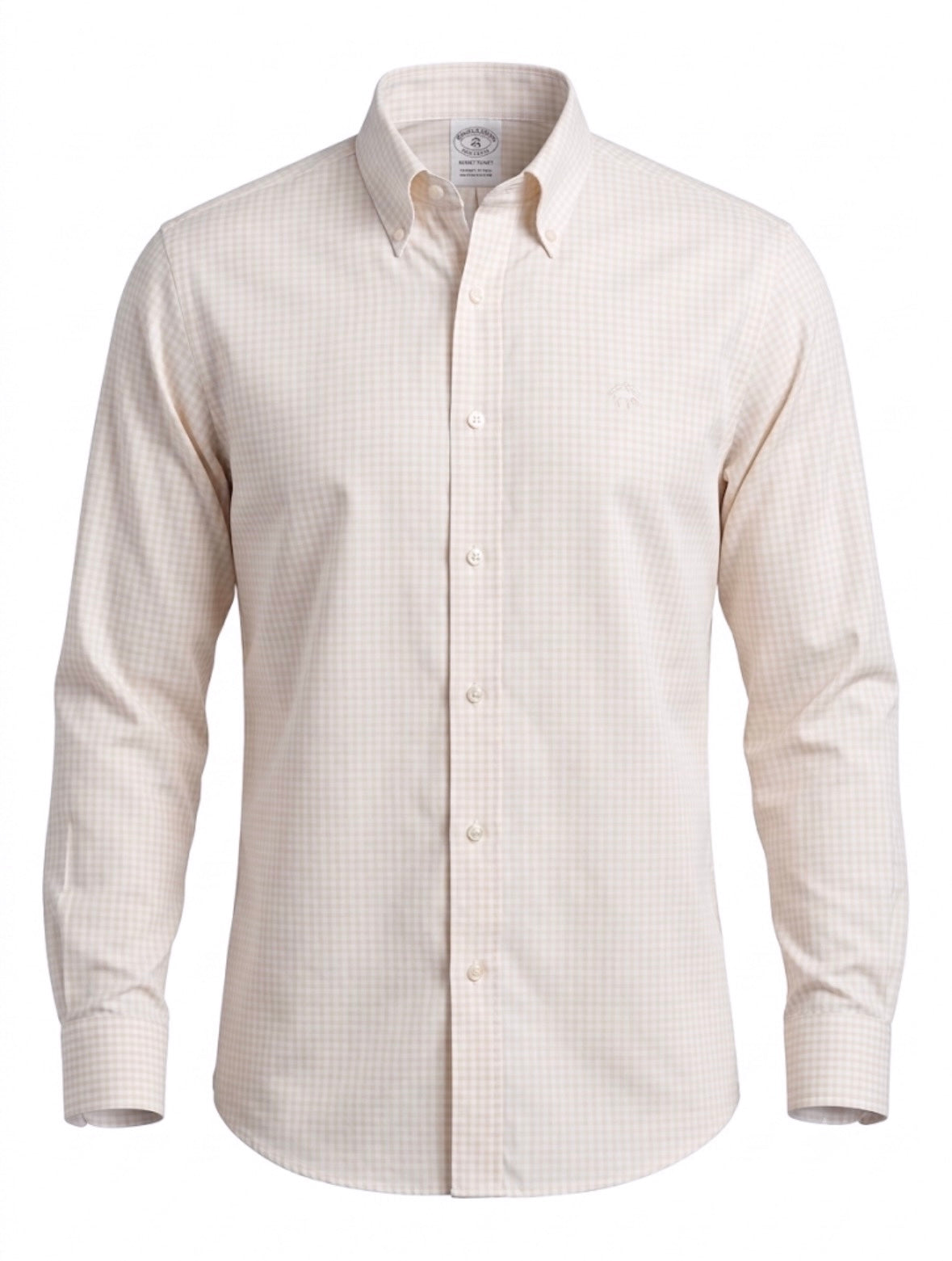 Brooks Brothers Gingham Check Button-Down Sport Shirt - Beige/White Pre-Owned