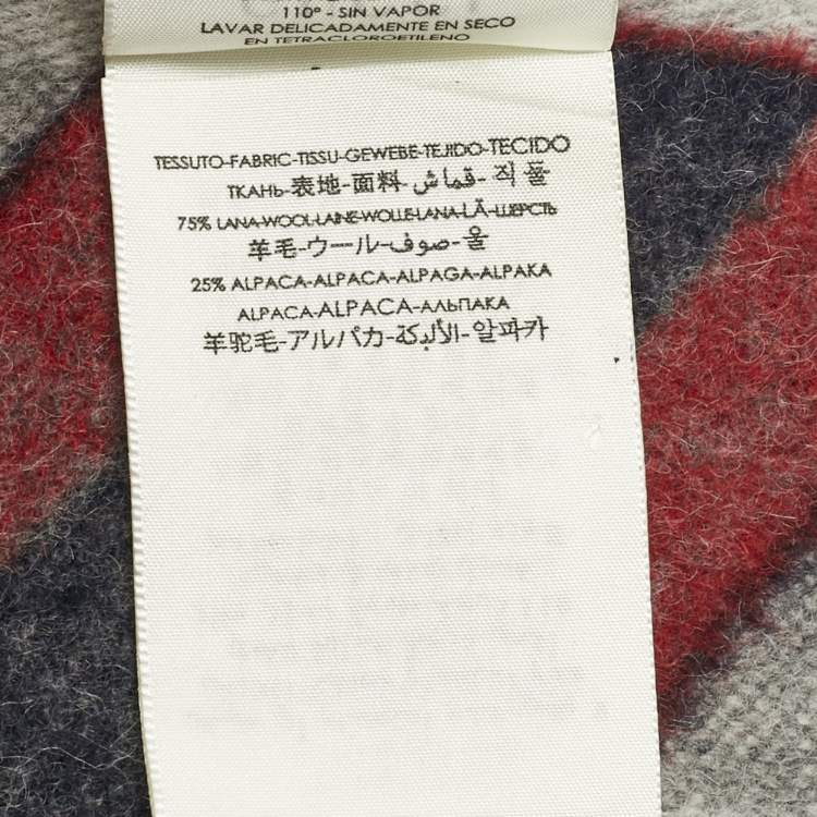 Gucci Grey GG Supreme Monogram Jacquard Wool Fringed Scarf